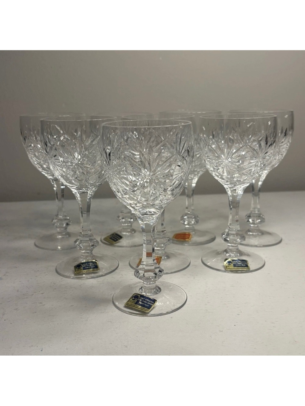 Lausitzer Bleikristall Crystal Cordial Glasses 5 3/4 T set of 8